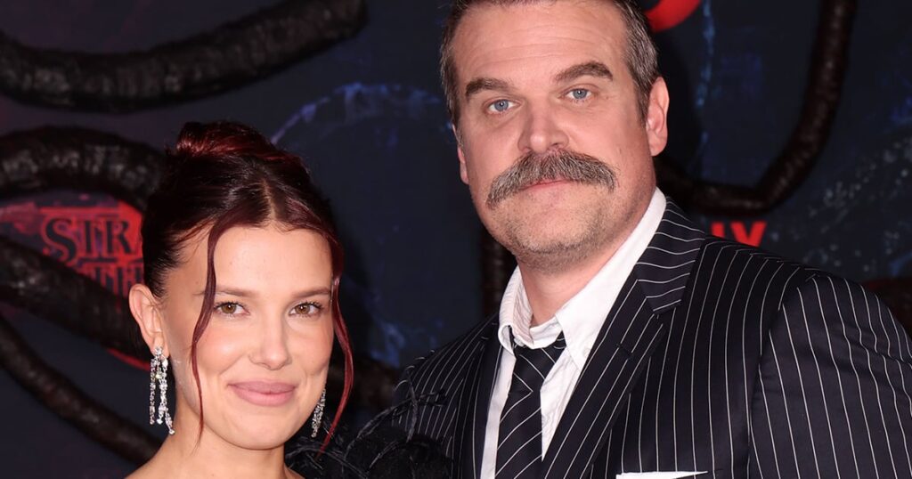Millie Bobby Brown talks about filming ‘Stranger Things’ with David Harbour.