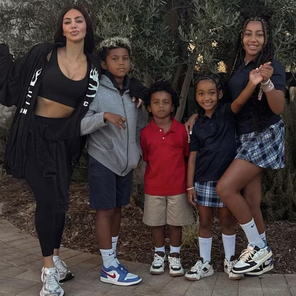 Kim Kardashian Christmas photo with four kids