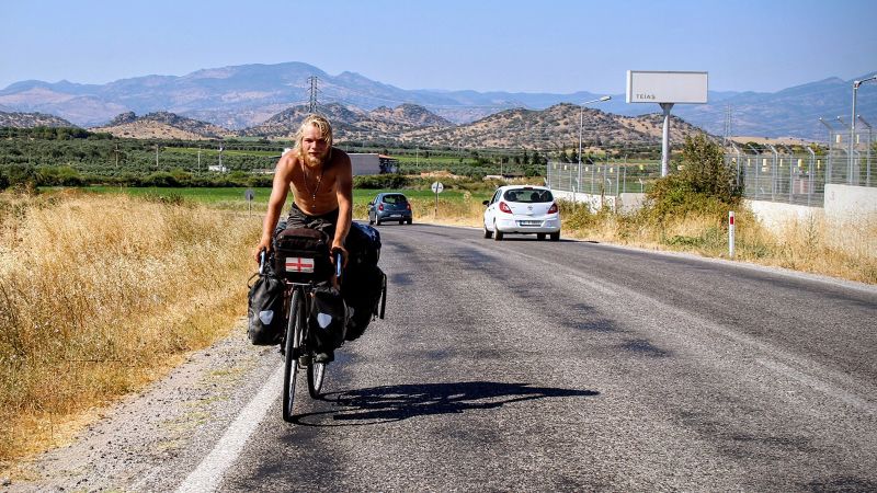 He followed his father on a bicycle ride to Australia in the 1980s and recreated the photograph frame by frame.