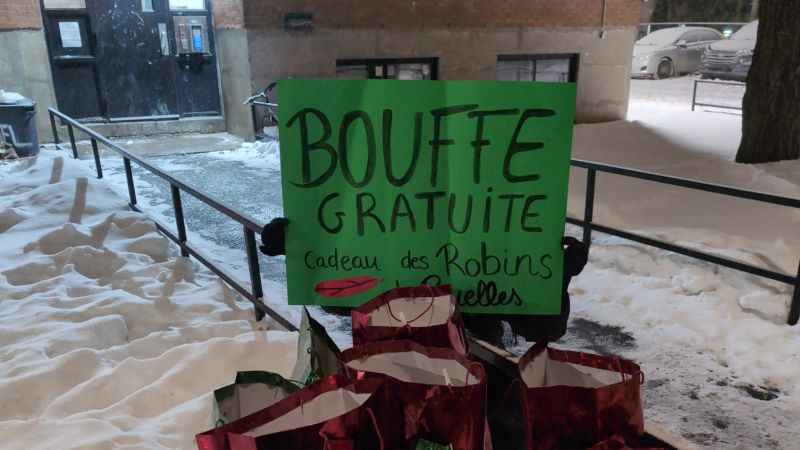 Thief dressed as Robin Hood distributes stolen food to protest rising prices in Canada