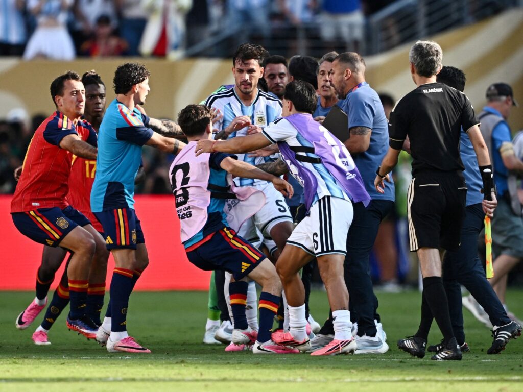 FIFA investigates on-pitch brawl after World Cup final between Spain and Argentina | 2026 World Cup News